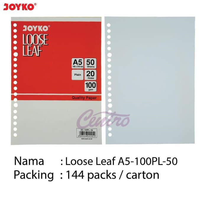 

Promo Joyko Kertas Binder Loose Leaf Polos A5 50 Sheet 100Gsm Plain 20 Holes Diskon