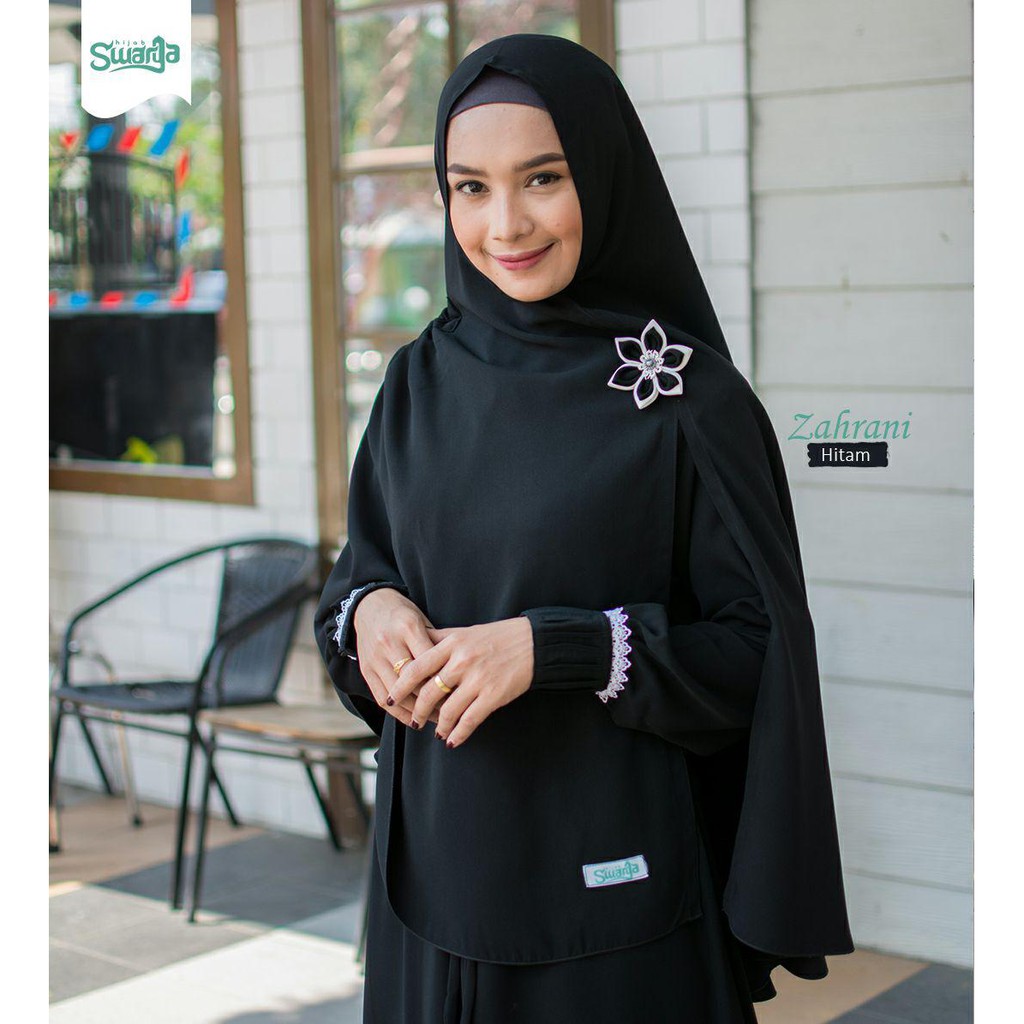 Gamis zahrani hitam By swarga Hijab Syari Original Gamis Jumbo Gamis Modern Grosir Gamis
