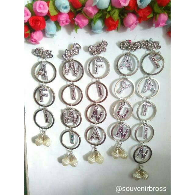 Bros nama custom,bros dagu nama,bros nama,bros ring huruf,