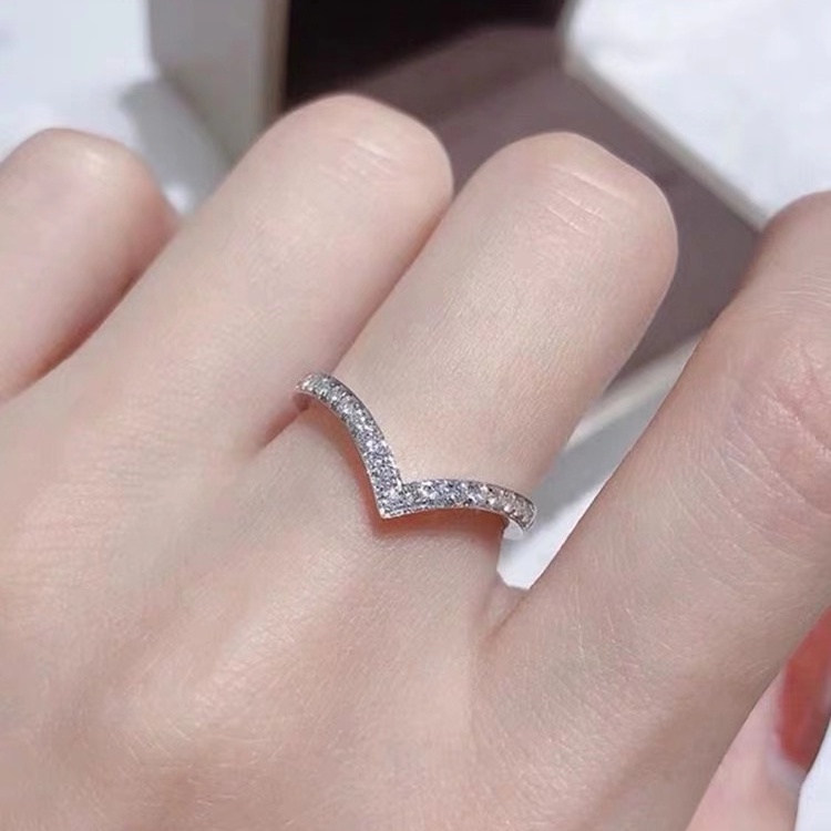 925 Cincin Perak Wanita Zirkon Dapat Disesuaikan Cincin Pernikahan