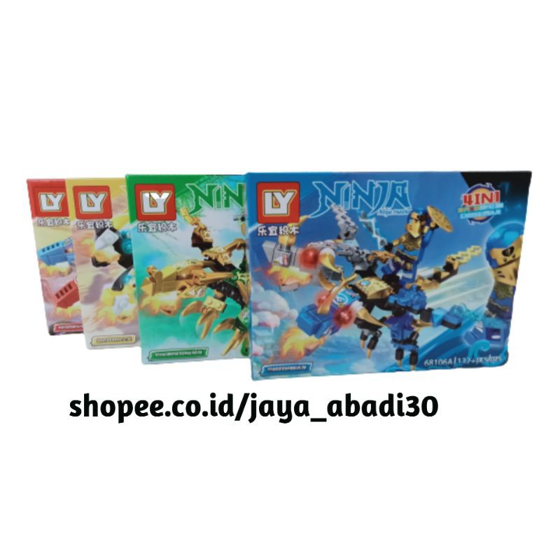 MAINAN LEGO BRICK NINJA MASTER DAN KENDARAAN HEWAN ICON 4 SERI 68106B