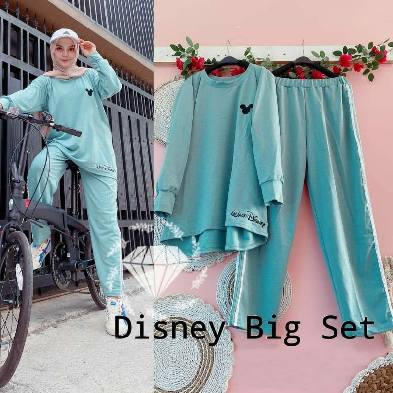 PCS SET DISNEY FASHION PAKAIAN WANITA SETELAN ATASAN DAN CELANA BABYTERRY KR ADA VIDEO REVIEW ASLI PRODUK