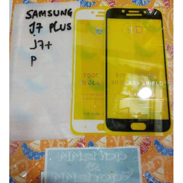 Tempered glass Samsung J7+ Anti gores J7 Plus Full layar