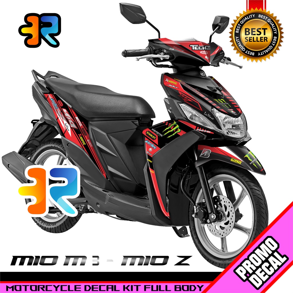 Decal Motor Mio M3 - Mio Z Desain Monster Energy Sticker Decal Full Body