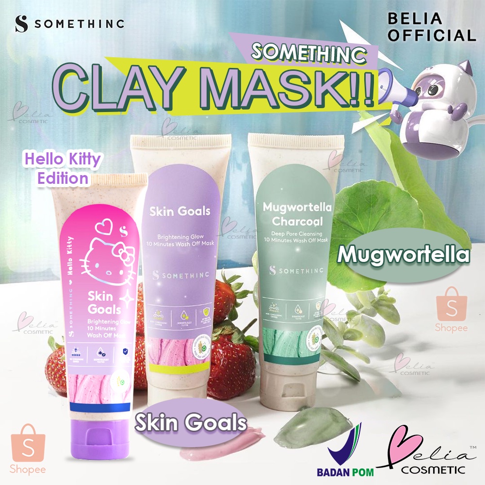 ❤ BELIA ❤ SOMETHINC Clay To The Rescue Mugwortella | Skin Goals Wash Off Mask | Skin Goals Hello Kitty Edition | Masker Wajah (BPOM)