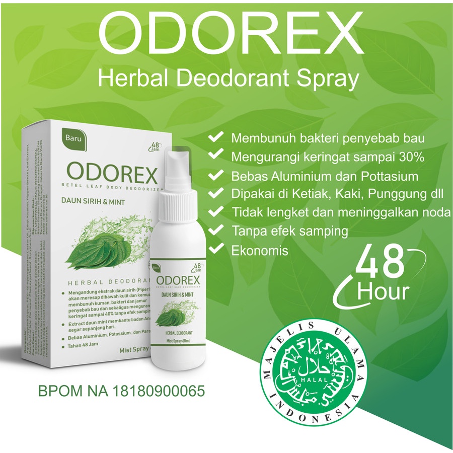 ODOREX DEODORIZER OBAT BAU BADAN DEOREX DARI DAUN SIRIH TAHAN 48 JAM