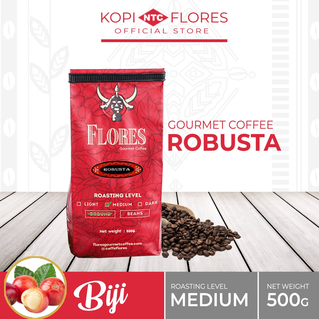 

FLORES Gourmet Coffee Robusta (Biji) Single-Origin 500g Kemasan Silver