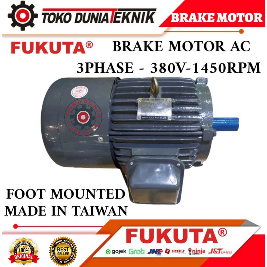 BRAKE MOTOR FUKUTA AC 3KW 4HP 4POLE 3PHASE FOOT MOUNTED