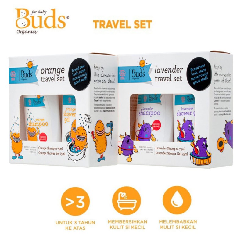 Buds Organics Kids Travel Set Sabun Shampoo Bayi - Lavender / Orange