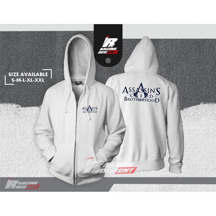 Jaket Hoodie Resleting Assassins Creed Terbaru Kualitas Distro -IR Merc