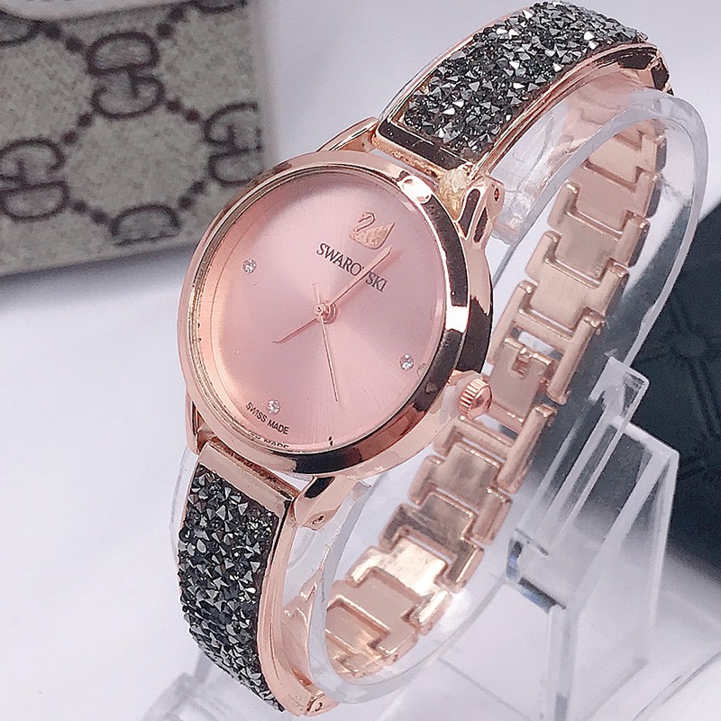 JAM TANGAN WANITA RANTAI STAINLESS DESAIN MEWAH RANTAI BERLIAN IMPORT