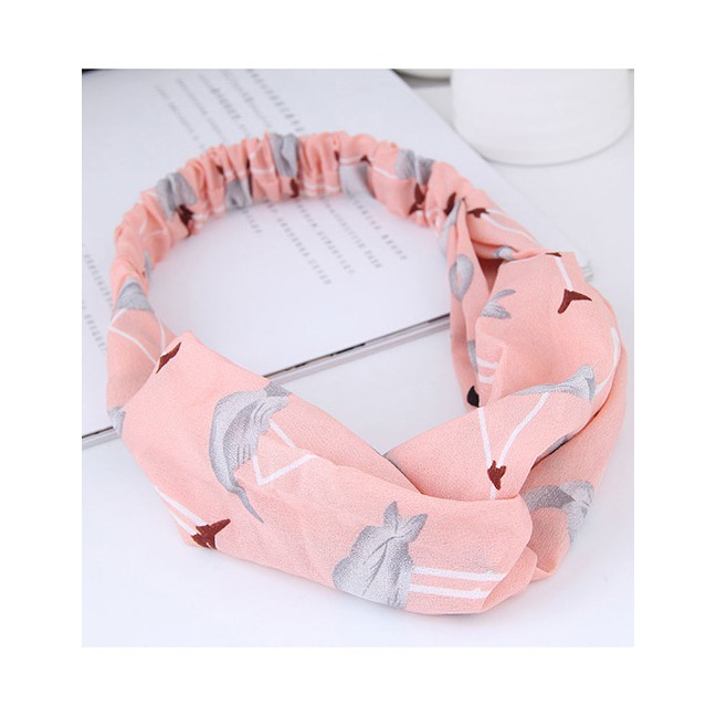 LRC Bando Sweet  Flamingo Pattern Decorated Wide Hair Band