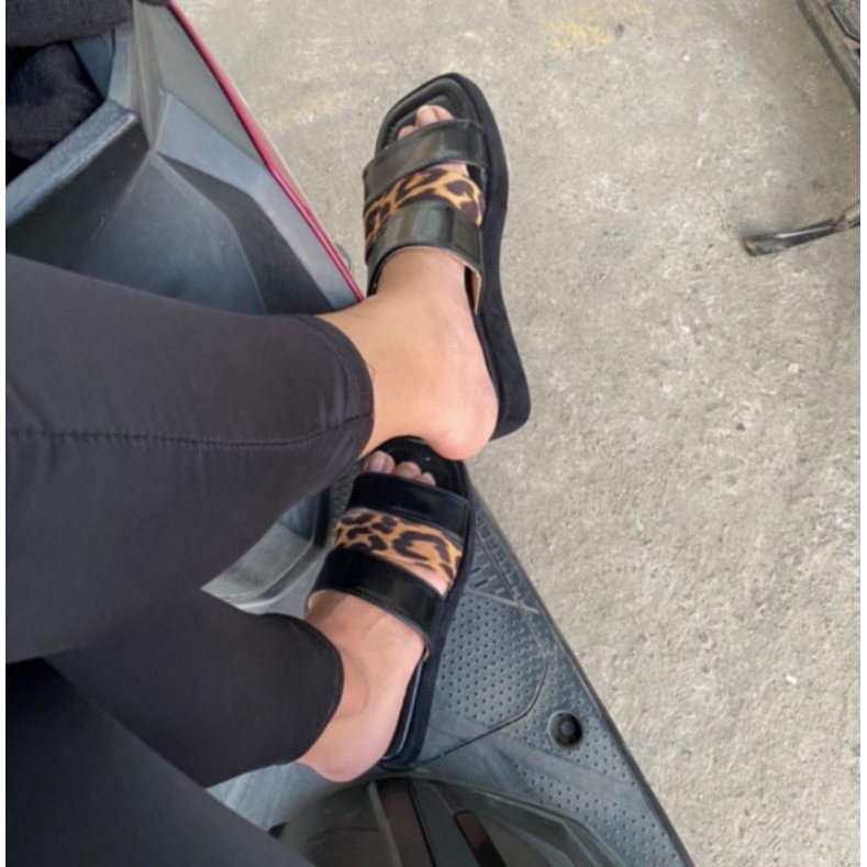 Sandal Wanita Sandal Platprom wedges Leofard DN 10