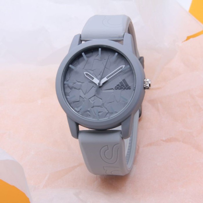 Jam tangan wanita original casual unisex pria Adidas stone rubber ABU MUDA Smartwatch Terlaris Terba