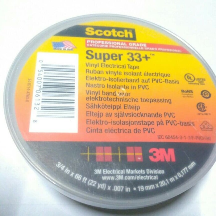 

3M Scotch Super 33+ Isolasi Listrik Professional Grade 19mm x 20.1mm x