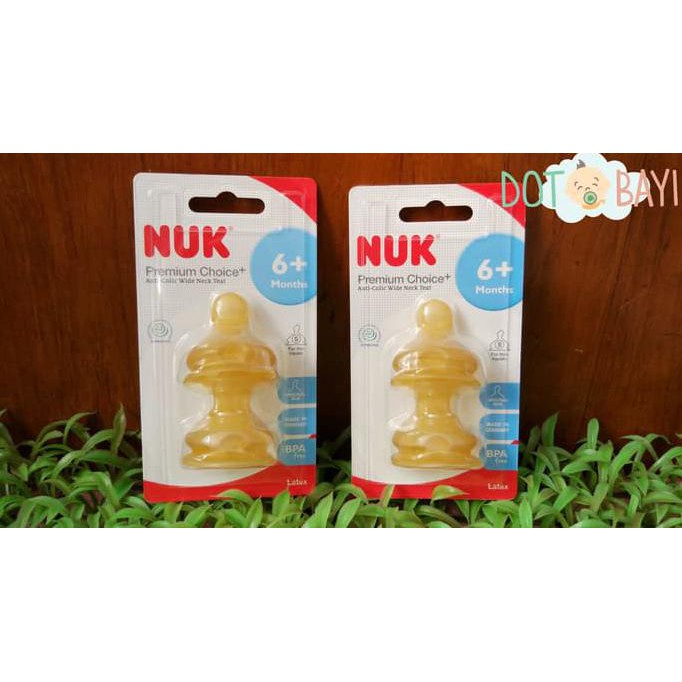 Dot Yellow Latex Susu Bayi Premium Wide Neck NUK 6+ months/bulan Uk S TERMURAH
