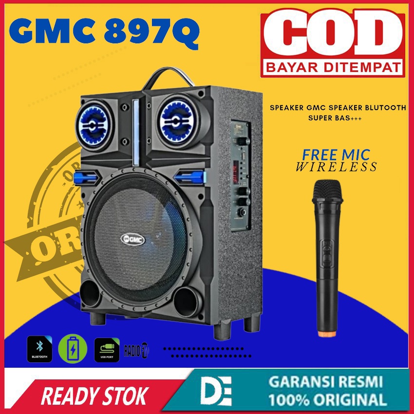 GMC 897Q Speaker Bluetooth Portable 6.5 Inch GMC 897Q Speaer Karaoke EXSTRA BOSS