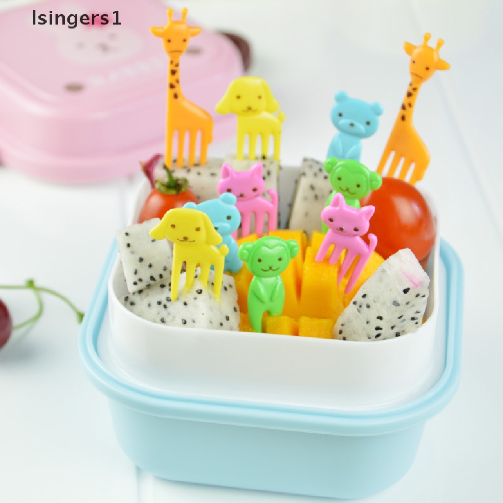 (lsingers1) 10pcs / Set Tusuk Gigi Mini Motif Kartun Hewan Lucu