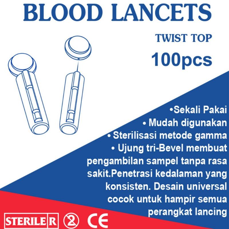 Life Resources Blood Lancet 28G Jarum Pen Cek Gula Darah Original Liferesources isi 100 Pc