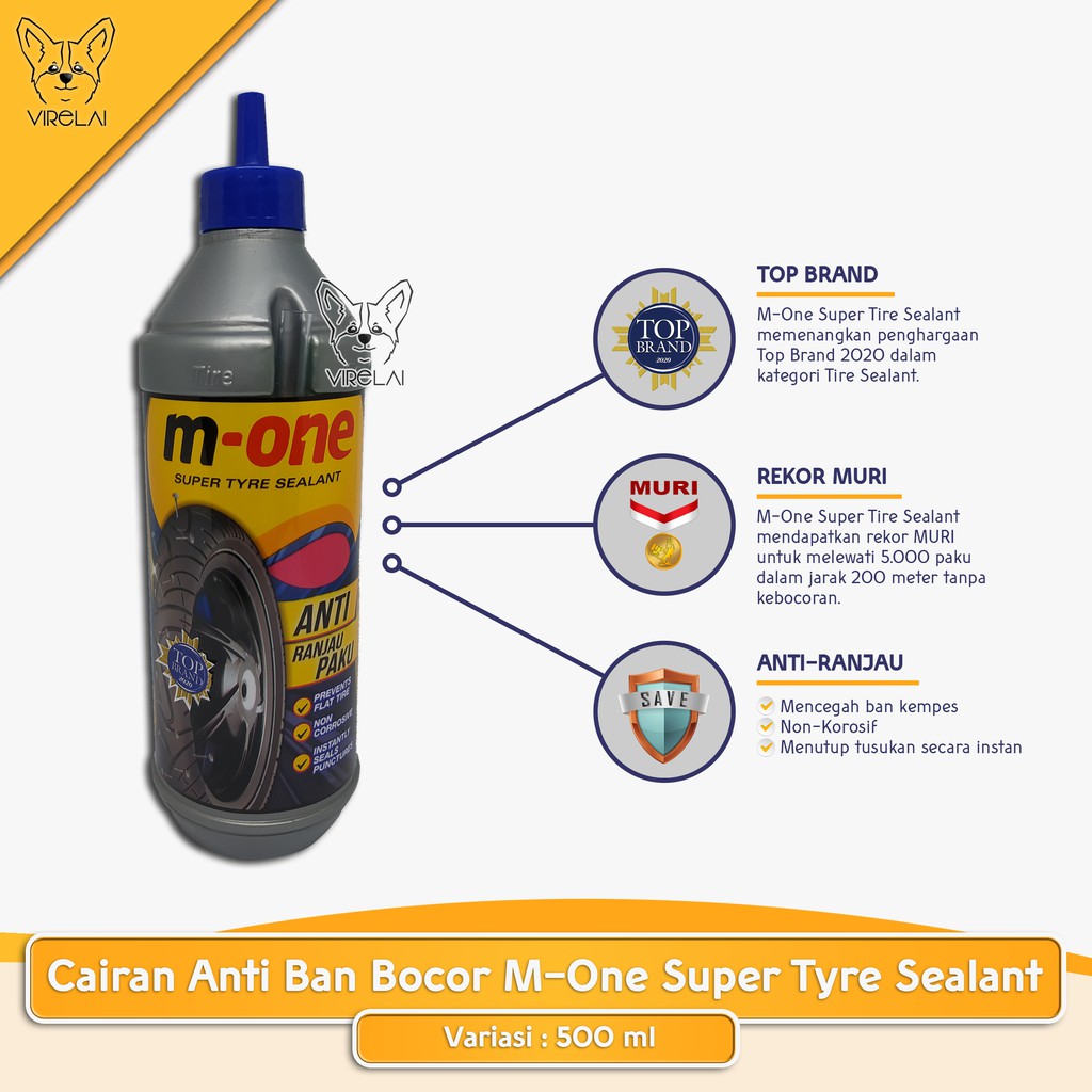 Cairan M-One Anti Ban Bocor Super Tyre Sealant 500 ml [M-One] Top Brand MURI