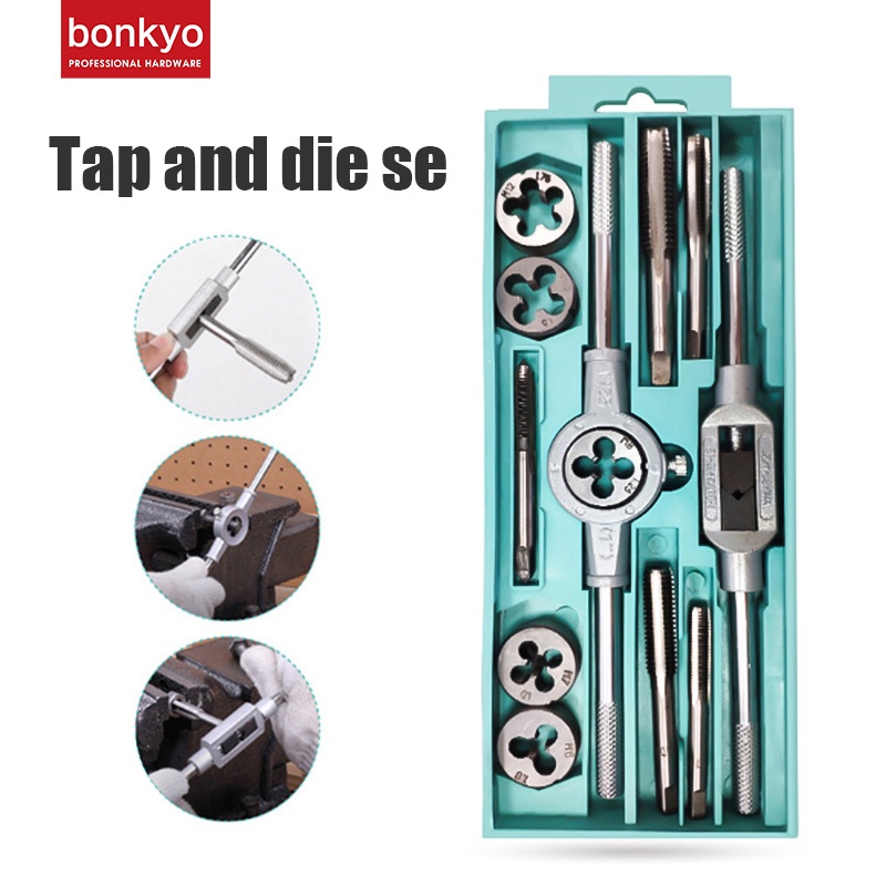 Bonkyo Alat Snai dan Tap Ulir Baut Senai Die Senei Kualitas Hand Tap and Dies Set 12 Pcs - TA1