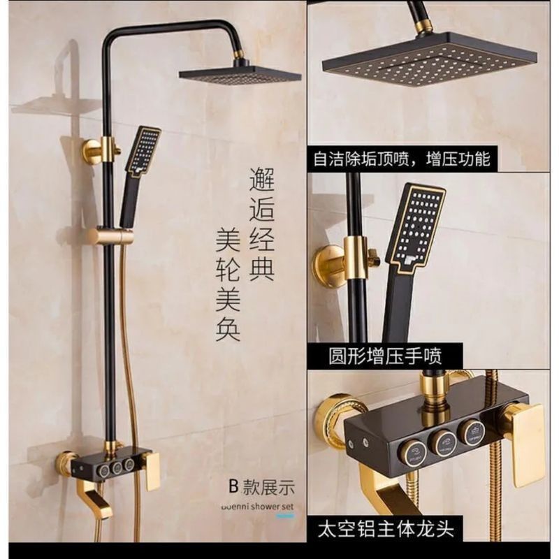|||ayumidkcollections|||Shower 3Tombol Hitam Gold Import