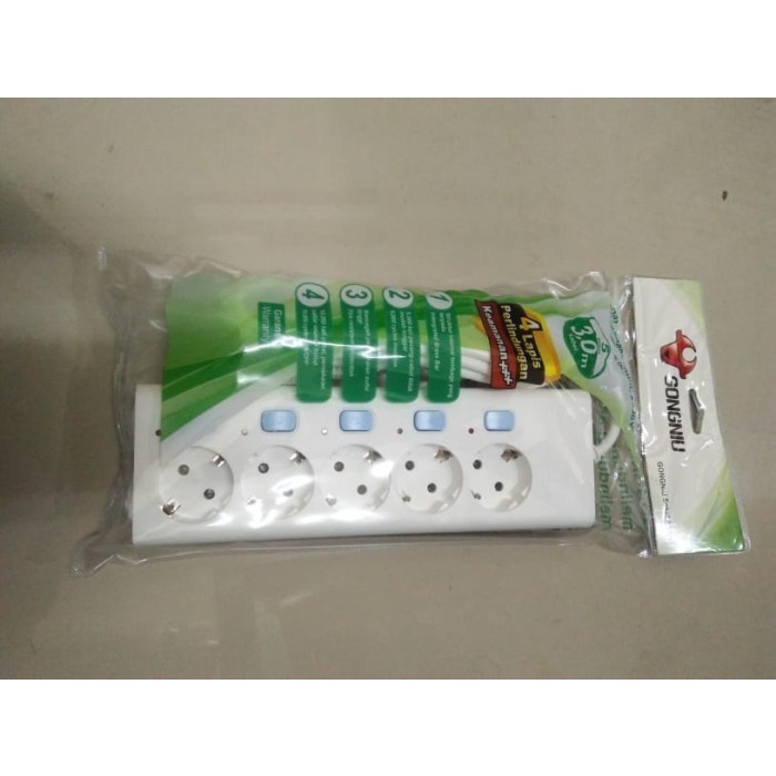 Napolly Stop kontak GONGNIU 5 lubang multi 5 switch 3 M