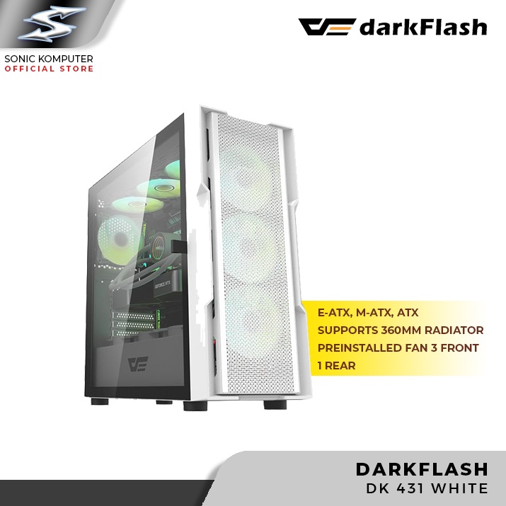 CASING PC GAMING DARKFLASH DK431 WHITE ATX M-ATX E-ATX