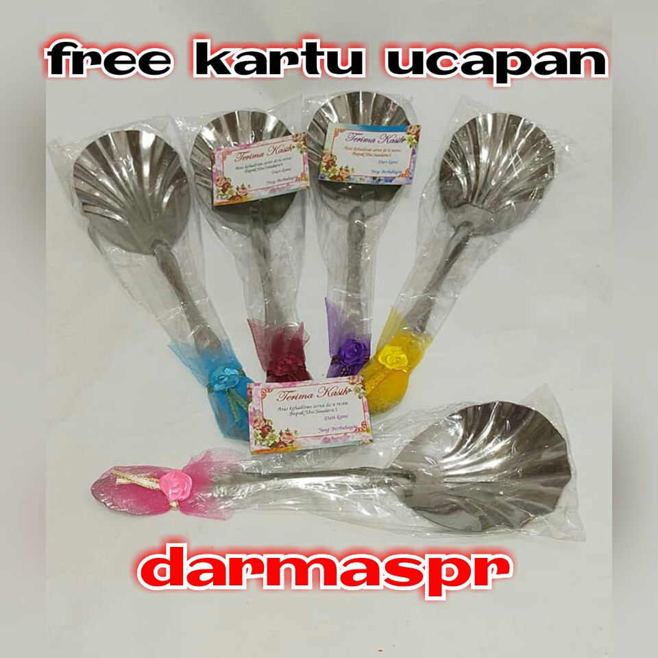 Souvenir Pernikahan 50 pcs CENTONG SAYUR ATAU CENTONG NASI KERANG STENLISS kemas plastik diikat tile