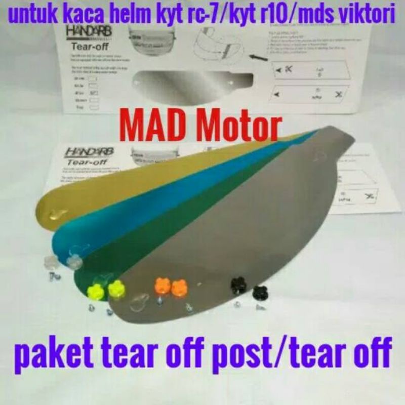 Paket tear off/tear off post helm kyt rc-7/kyt r10 /kyt k2 reder/mds viktori