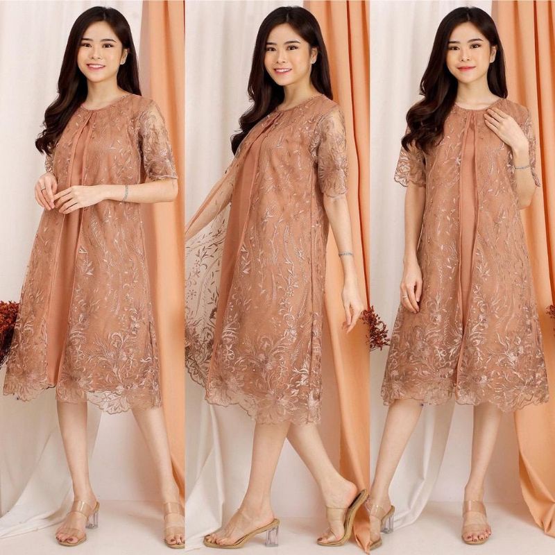 DRESS TILE CANTIK / DRESS PESTA TERBARU/ Dres Meiwa - 17/ DRES CNY 2022 / NEW YEAR DRESS / XMAS DRESS/ TILE BRUKAT TERBARU