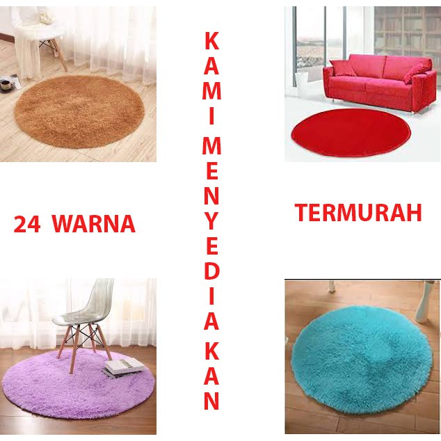 KARPET BULU BULAT DM 100x3cm ANTI SLIP DENGAN BULU INDAH DAN LEMBUT TERMURAH