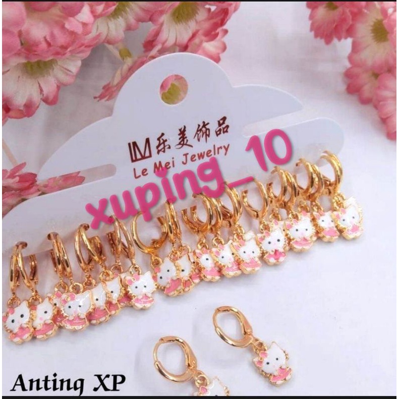 Perhiasan Xuping Anting Anak Karakter Hello Kitty Cantik Berlapis Emas