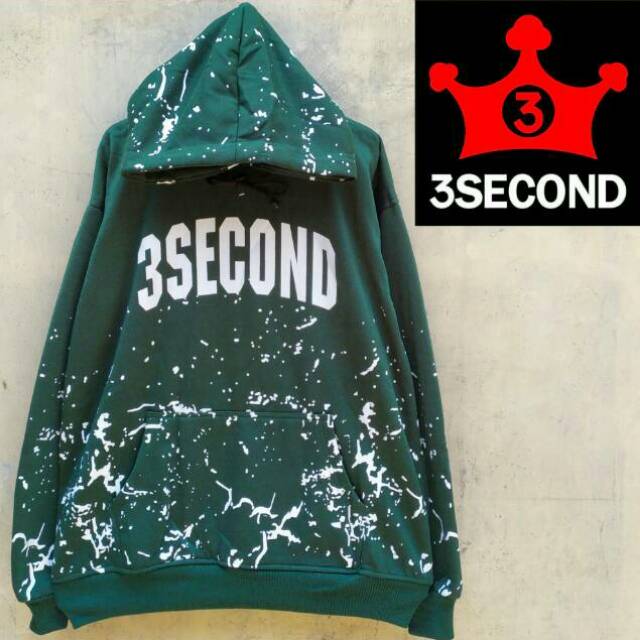 hoodie 3second hijau botol fullprint bintik