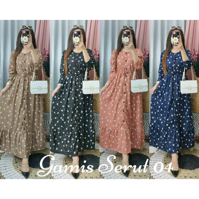 GAMIS SERUT BUNGA BAHAN VOXY KANCING AKTIF 3 BUSUI RUMBAI BAWAH