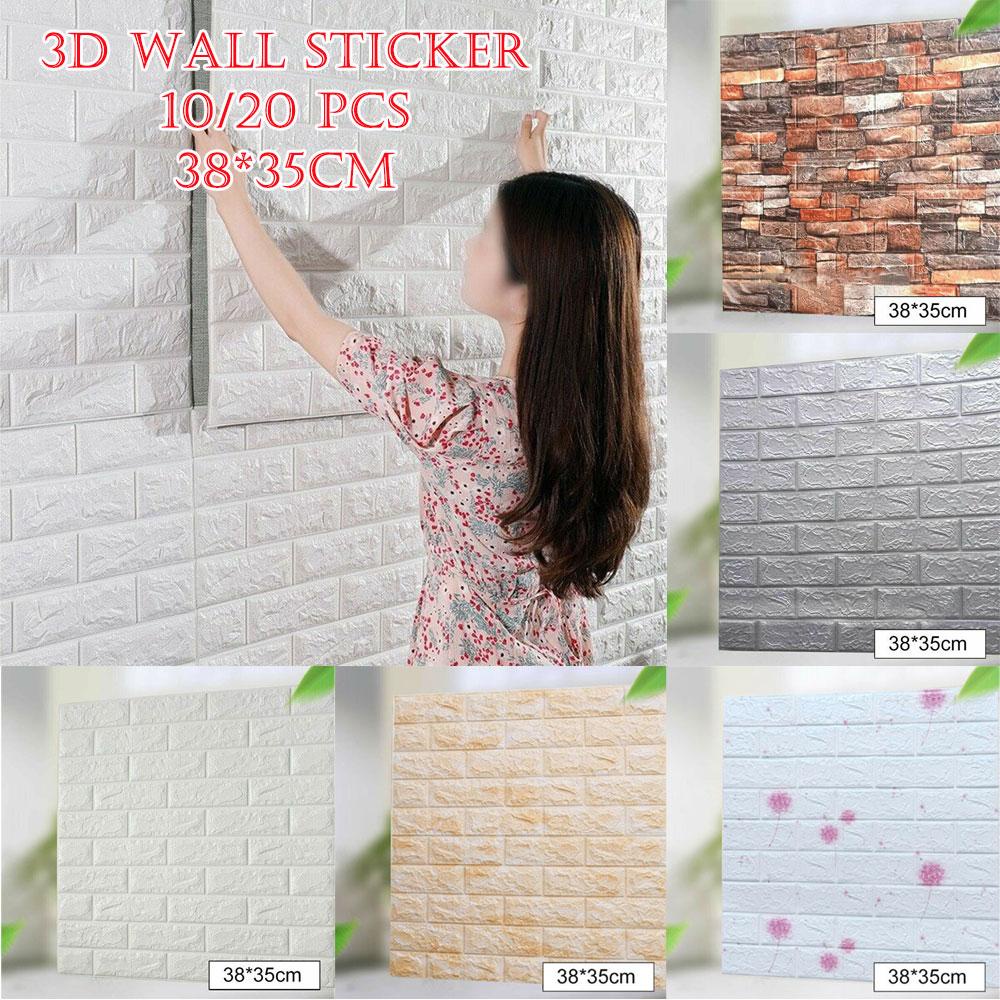 R-FLOWER 10 /20pcs Stiker Dinding 3D Dekorasi Rumah Anti-Tabrakan Untuk Ruang Tamu Kamar Tidur TV Latar Belakang Panel Busa Tiga Dimensi