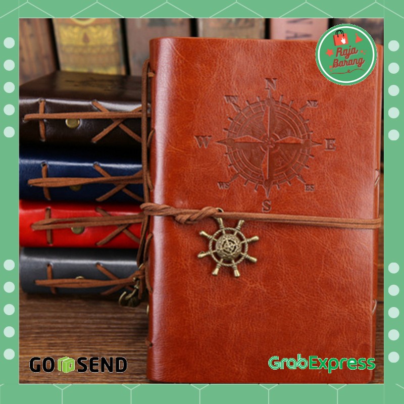 

Buku Catatan Binder Kulit Retro Compass Kertas A5 - Coklat
