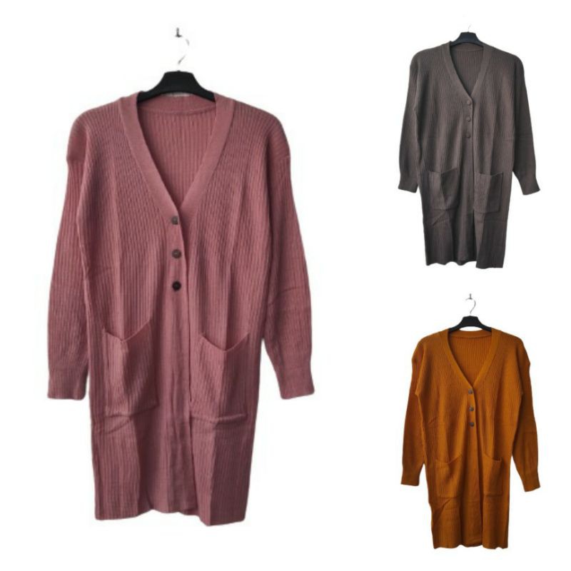 Long Cardigan Belle Kancing / Cardigan Oversize
