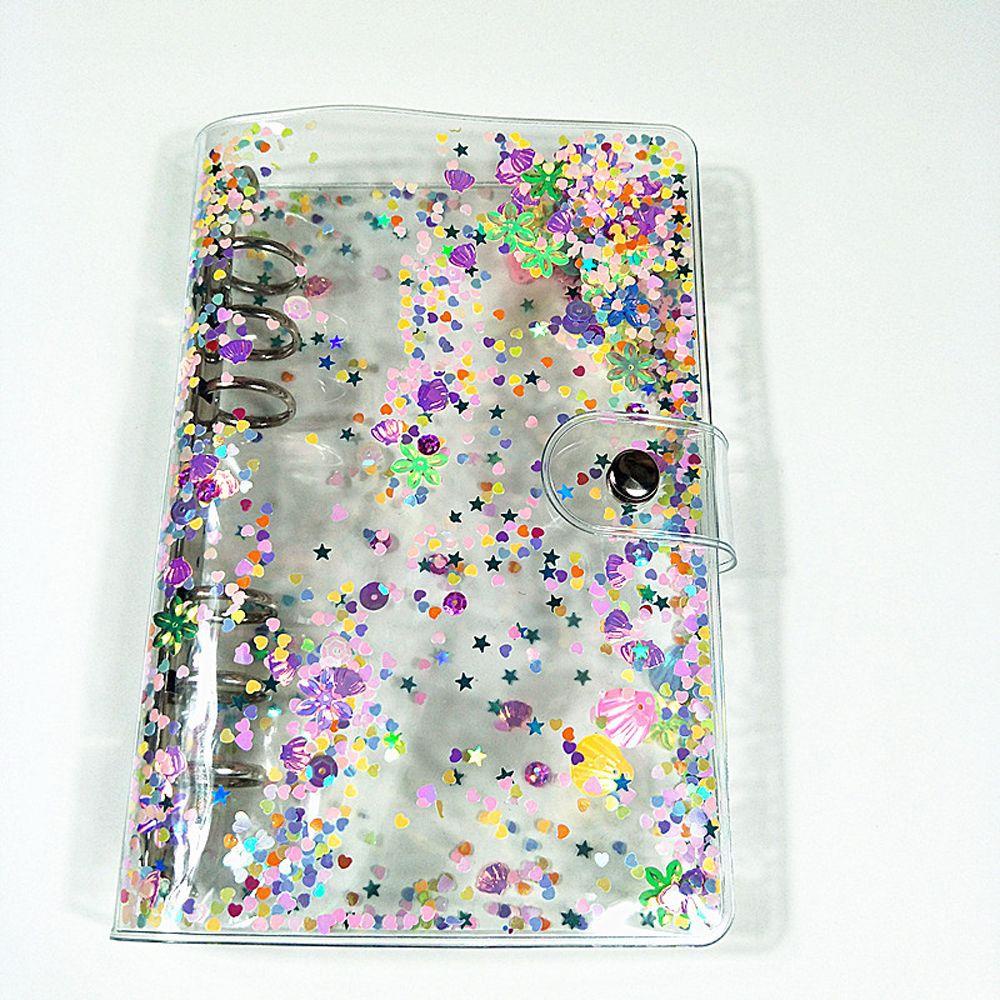 AUGUSTINA Office Supplies Glitter Sequins Stationery Notepad Cover Notebook Cover Planner Protector Transparent Loose Leaf Folder Journal School Supplies Loose-Leaf Cover Binder Cover