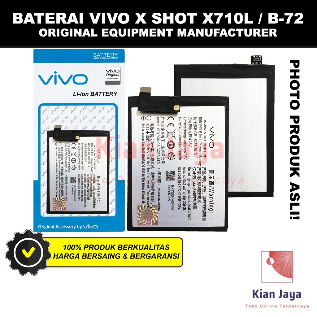 Baterai Vivo Xshot X710L / B-72 Original OEM Batre Batrai Battery Hp X Shot B72 Ori