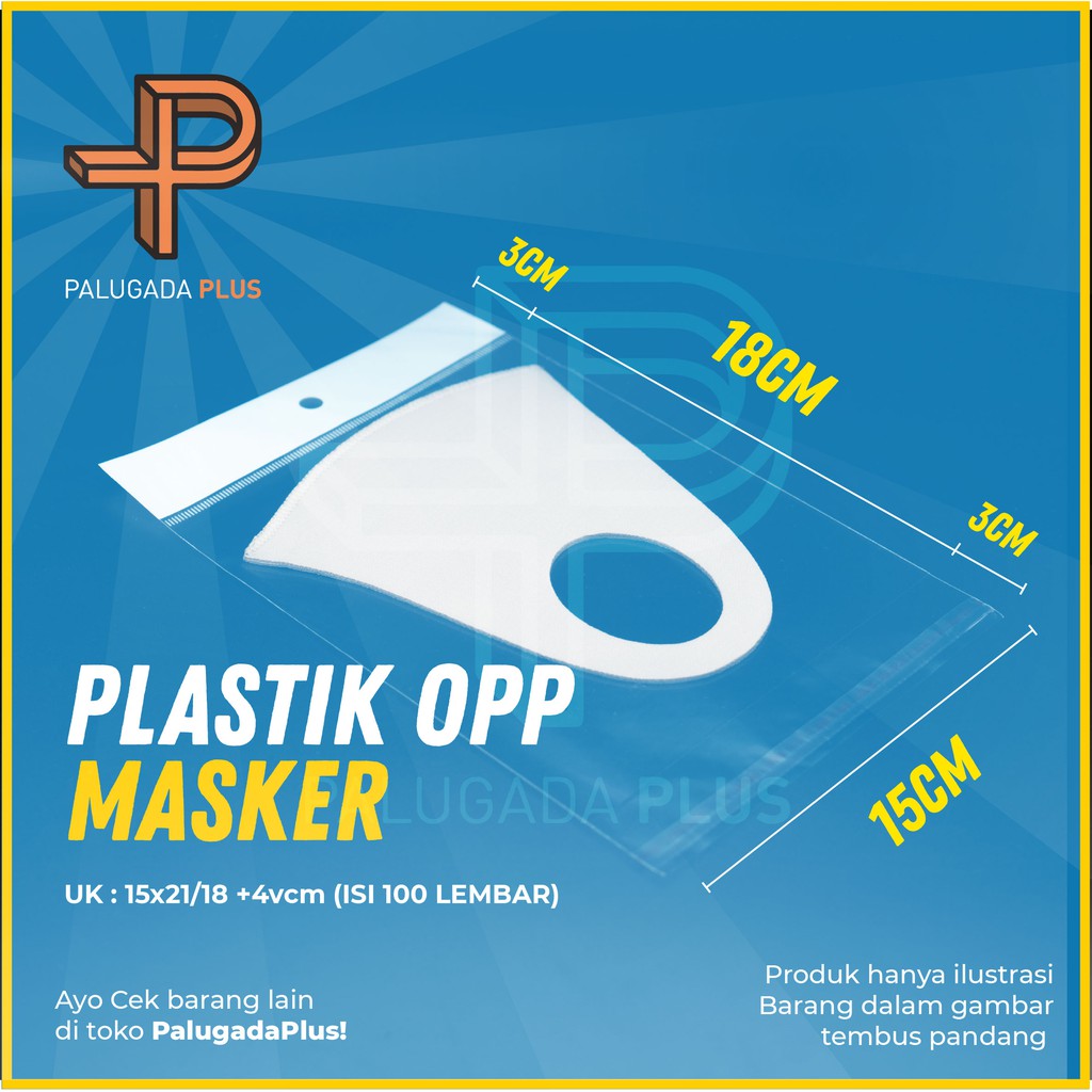 

PLASTIK OPP Perlize Uk 15x21/18 +3cm PLASTIK UNTUK MASKER/PLASTIK DISPLAY, 1Pack/100pcs