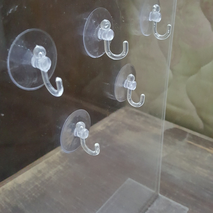 Gantungan Tempel Hook Dop Kaca Tempelan Bening Kop Karet Handuk Sabun Aksesoris Super Kuat