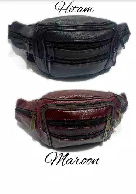 Tas waist bag  kulit asli - tas pinggang kulit impor