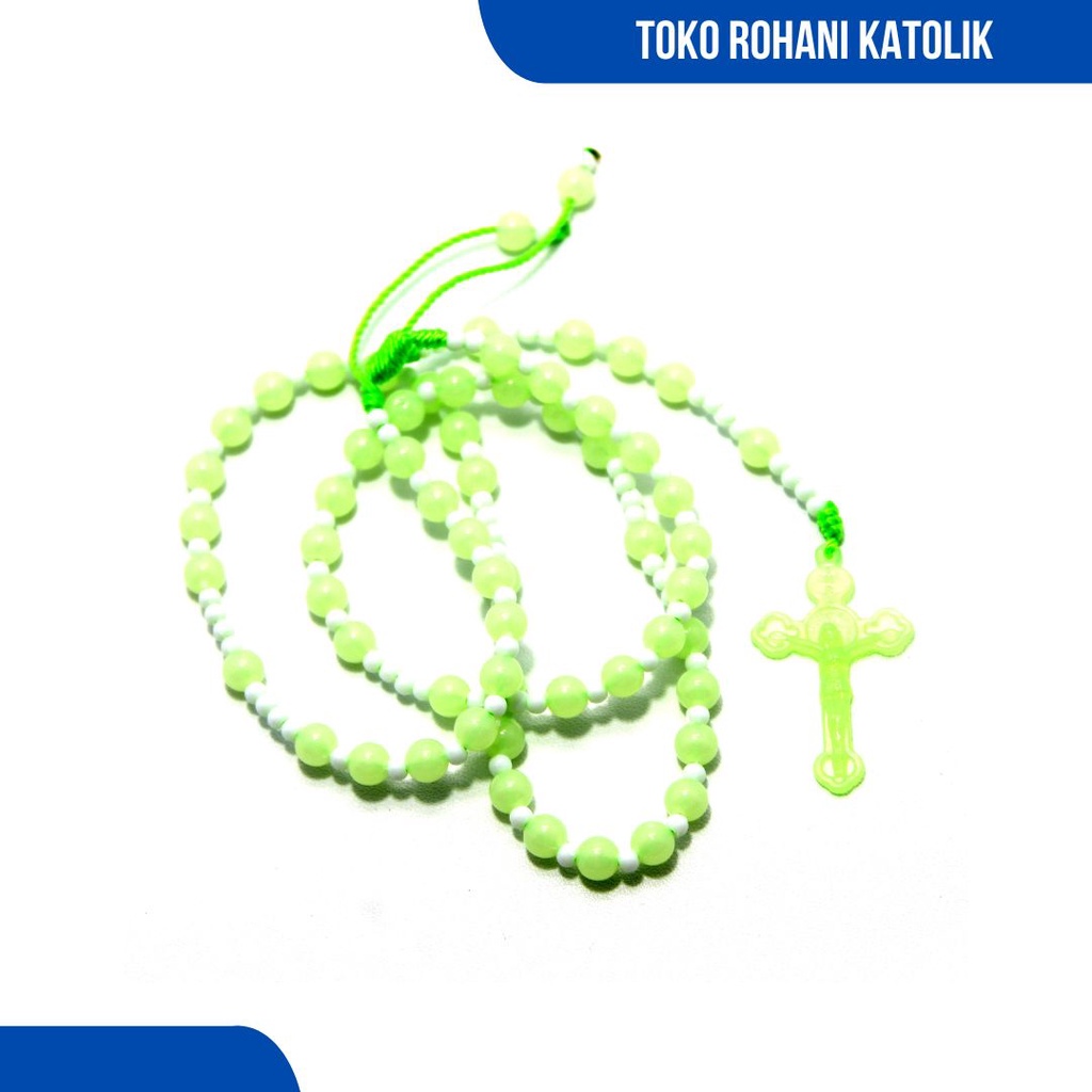 ROSARIO  FOSFOR 6 MM DAPAT BERCAHAYA DI GELAP/KALUNG ROSARIO/ROSARIO KATOLIK/ROSARIO MURAH/KALUNG ROHANI/KALUNG WANITA/KALUNG PRIA/SKAPULIR/KONTAS