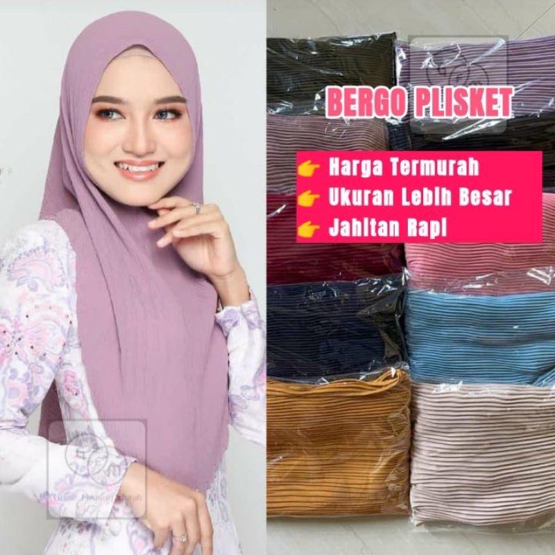 BERGO PLISKET LIDI PREMIUM Jilbab Instan tali Non tali Bahan Ceruty Jahit tepi-2
