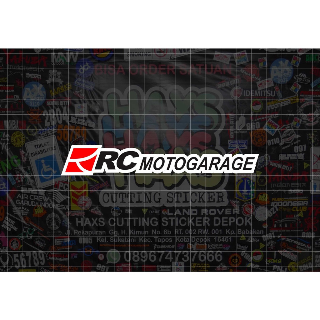Cutting Sticker Logo RC Motogarage Ukuran 13 Cm Untuk Motor Dan Mobil