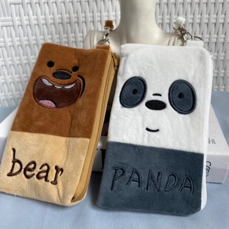 POUCH WE BARE BEARS BULU HALUS PERSEGI PANJANG DOMPET KOIN HP WBB IMUT
