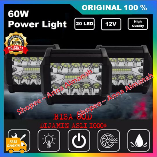 PROMO  Lampu Sorot 20 Led Lampu Tembak Sorot Touring Offroad LED Motor Mobil 20 Led 100% ASLI ORIGIN