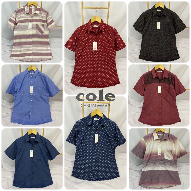 Kemeja pria lengan pendek Co le remaja dewasa cowok Hem casual motif
