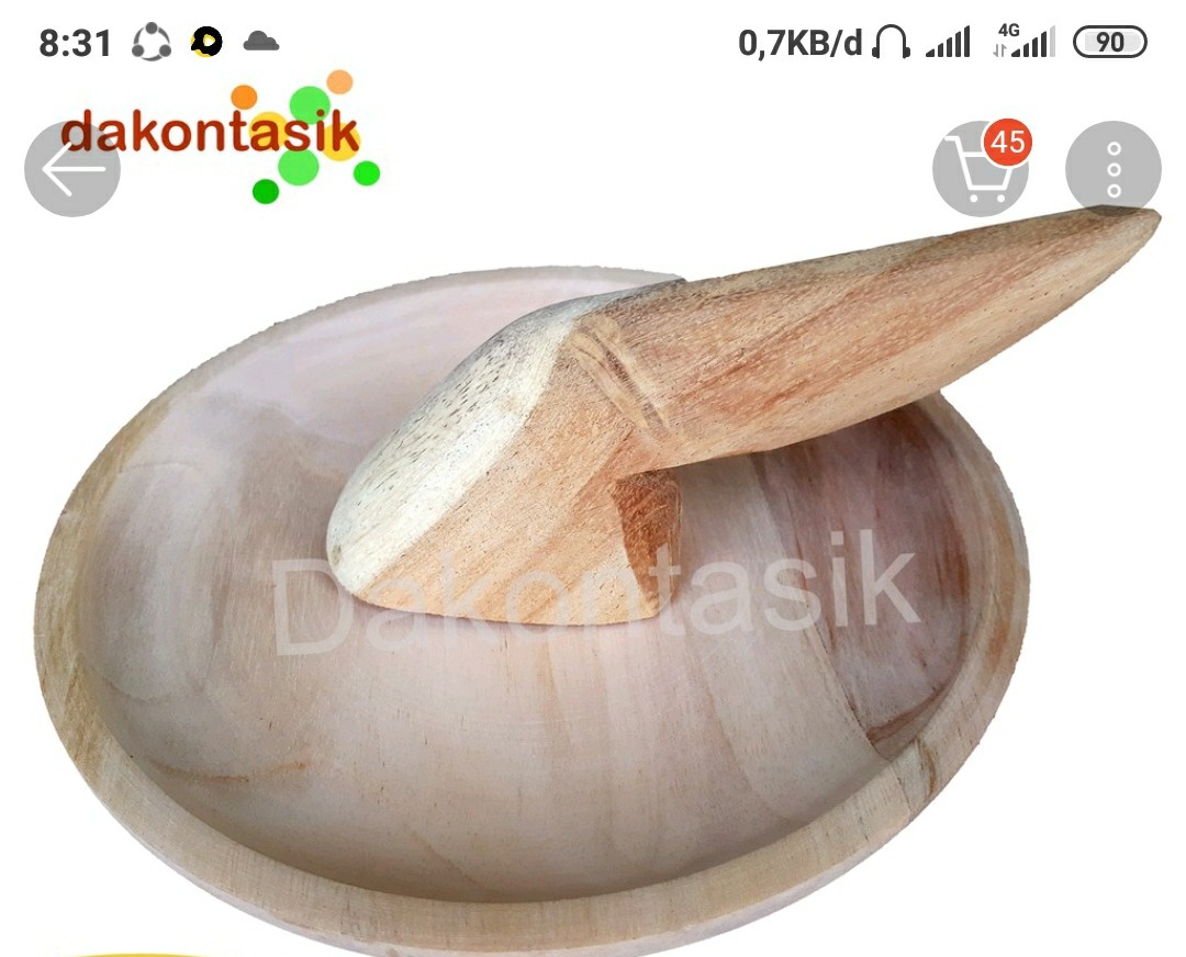 Dakontasik - Cobek Ulekan Sambel Kayu 20cm